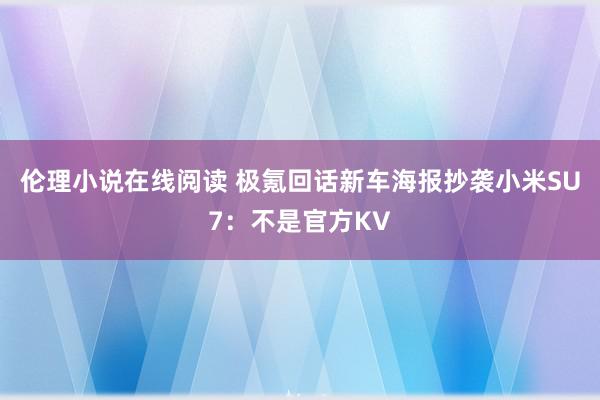 伦理小说在线阅读 极氪回话新车海报抄袭小米SU7：不是官方KV