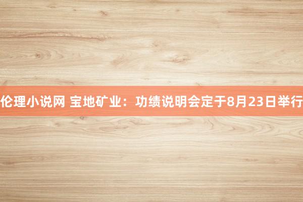 伦理小说网 宝地矿业：功绩说明会定于8月23日举行
