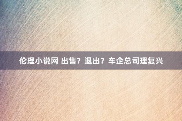 伦理小说网 出售？退出？车企总司理复兴