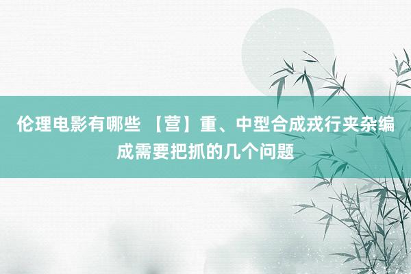 伦理电影有哪些 【营】重、中型合成戎行夹杂编成需要把抓的几个问题